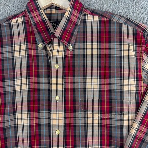 Jos A Bank Shirt Men Medium Red Plaid Traveler Business Casual Preppy‎ Outdoor. - Picture 3 of 12